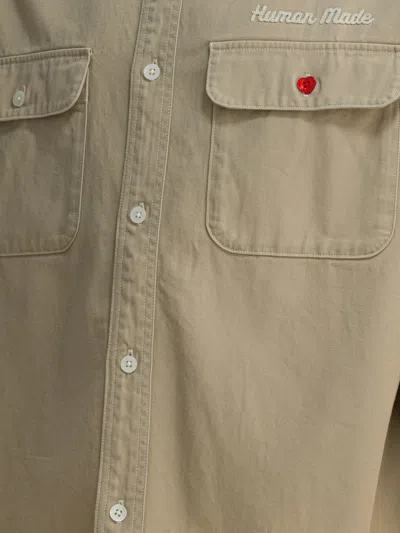 Human Made Overshirt Jacket With Print Jackets And Coats Beige In Neutral