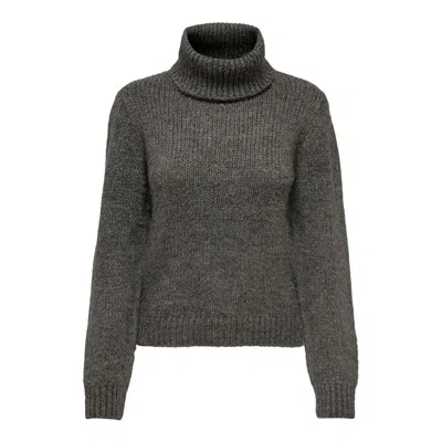 Jacqueline De Yong Gray Wool Turtleneck In Black