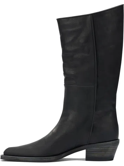 Khaite Black Leather Boots In Black