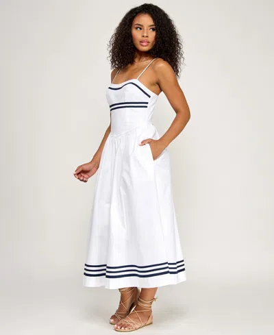 Seni & Cade Juniors' Sweetheart Neck Midi Dress In White
