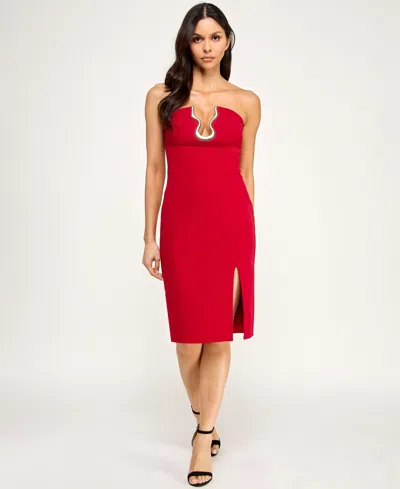 Seni & Cade Juniors' Strapless Midi Dress In Red