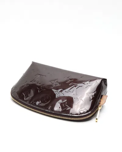 Pre-owned Louis Vuitton Vernis Cosmetic Pouch In Burgundy