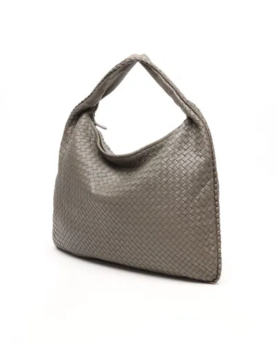 Bottega Veneta Maxi Intrecciato Hobo Bag In Gray