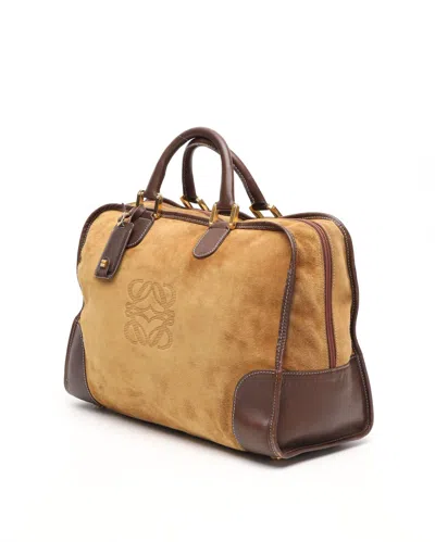 Loewe Amazona 36 Suede Boston Tote Bag In Brown
