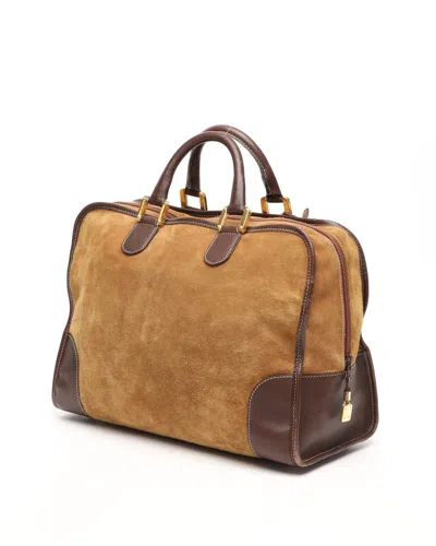 Loewe Amazona 36 Suede Boston Tote Bag In Brown