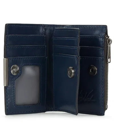 Patricia Nash Busalla Leather Bifold Zipper Wallet In Blue