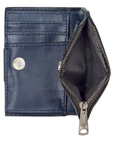 Patricia Nash Busalla Leather Bifold Zipper Wallet In Blue