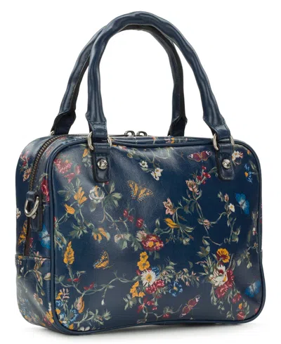 Patricia Nash Artena Crossbody Satchel Bag With Scarf In Blue