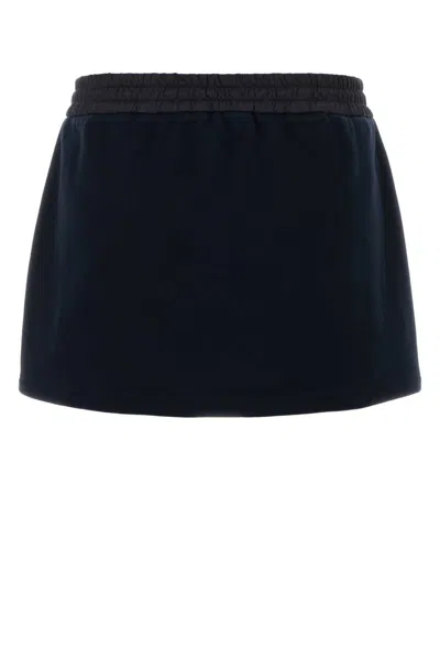 Miu Miu Midnight Blue Cotton Mini Skirt In Black