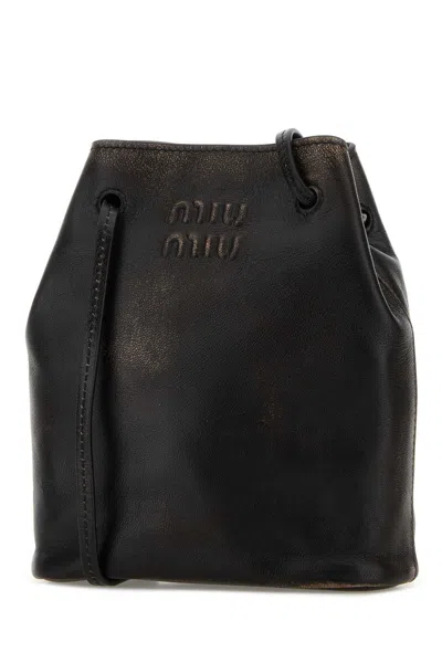 Miu Miu Pouch In Leather In Black
