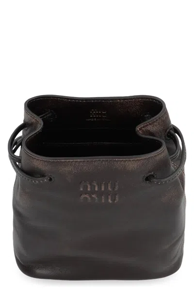 Miu Miu Pouch In Leather In Black