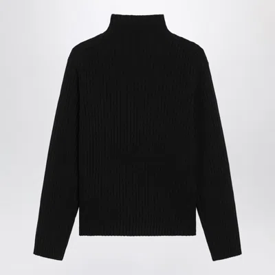 Moncler Cashmere And Wool Turtleneck Long Sleeve Top In Black