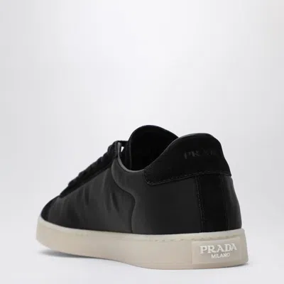 Prada Triangle Logo Suede Low-top Sneakers In Black