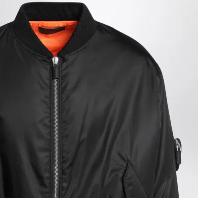 Prada Black Padded Re-nylon Bomber Jacket In Black