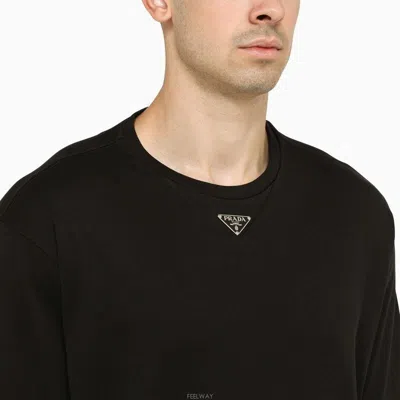 Prada Triangle Logo Oversized T-shirt In Black
