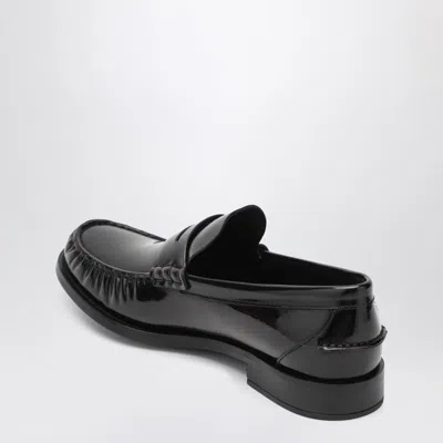 Prada Cordovan Polished Leather Loafers In Black