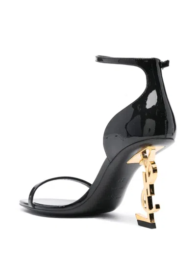 Saint Laurent Structured Heel Sandals In Black