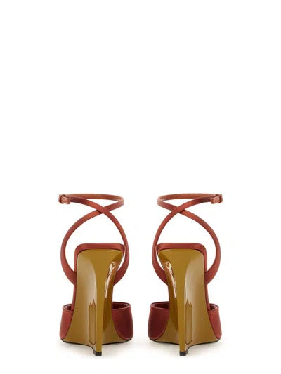 Saint Laurent Zeppe La Scandale In Satin Rust Color Women In Brown