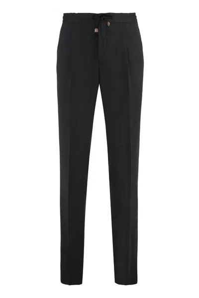 Slowear Drawstring-fastening Wool Trousers In Black