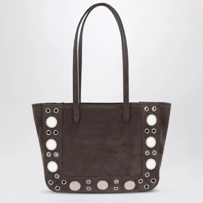 Valentino Mini Tote Bag Nellcôte In Brown Suede Leather In Brown
