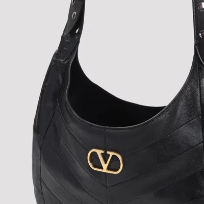 Valentino Garavani  Garavani Hoboho Small Hobo Bag In Chevron-patterned Nappa Leather Woman In Black