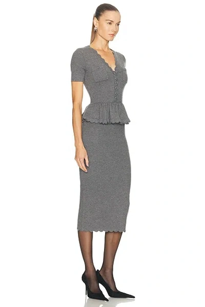 Self-portrait Scalloped Peplum Midi Dress In Gray