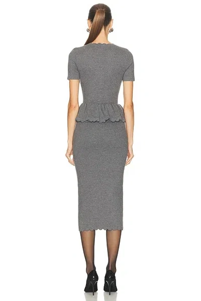 Self-portrait Scalloped Peplum Midi Dress In Gray