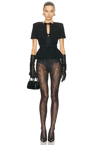 Self-portrait Black Sequin Knit Top In Black