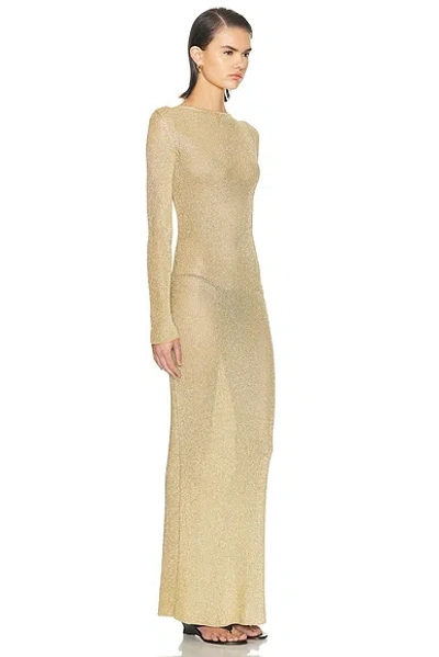 Staud Knitted Maxi Dress In Gold