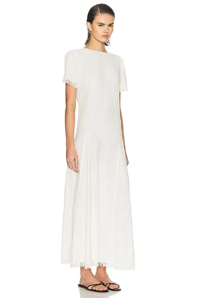 Staud Le Havre Fringed Cotton-gauze Midi Dress In White