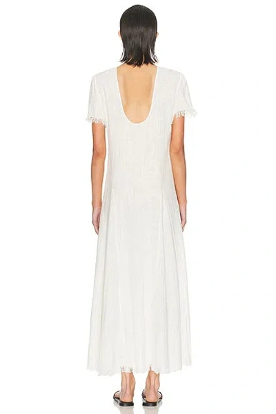 Staud Le Havre Fringed Cotton-gauze Midi Dress In White