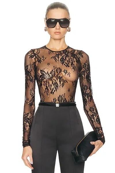 Wardrobe.nyc Evening Lace Bodysuit In Black