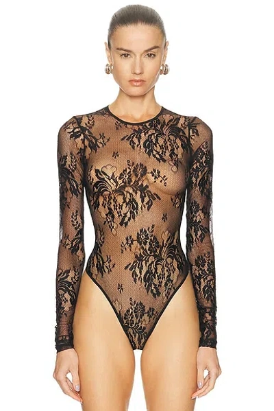 Wardrobe.nyc Evening Lace Bodysuit In Black