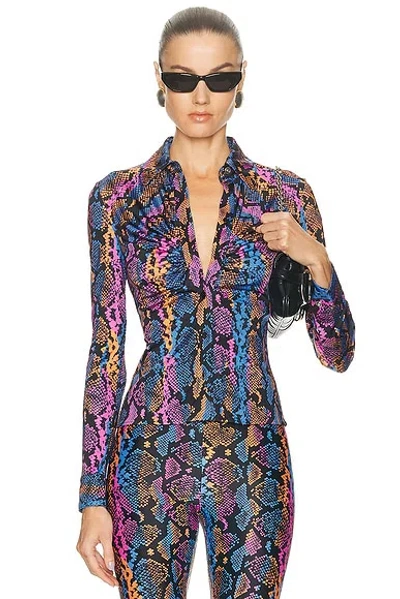 Versace Python-print Shirt In Multi