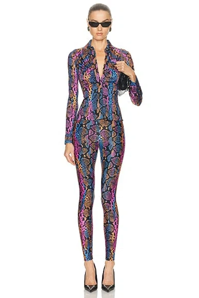 Versace Python-print Shirt In Multi