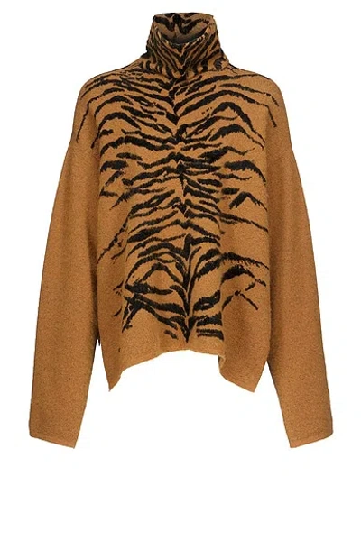 Alaïa Jacquard Turtleneck Sweater In Brown