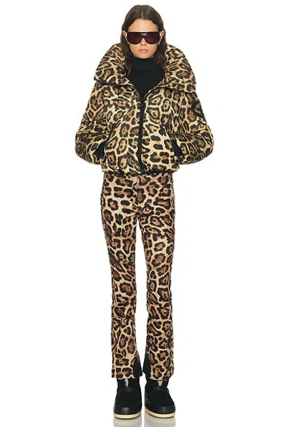 Goldbergh Pantera Leopard-print Hooded Padded Recycled Down Ski Jacket In Animal Print