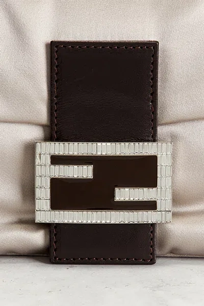 Pre-owned Fendi Satin Baguette Shoulder Bag In White