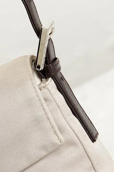 Pre-owned Fendi Satin Baguette Shoulder Bag In White