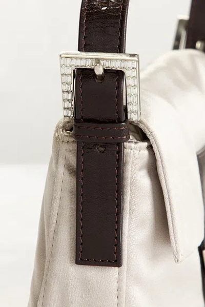 Pre-owned Fendi Satin Baguette Shoulder Bag In White