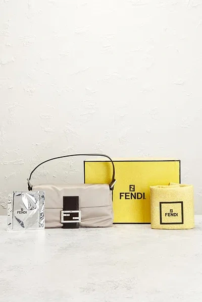 Pre-owned Fendi Satin Baguette Shoulder Bag In White