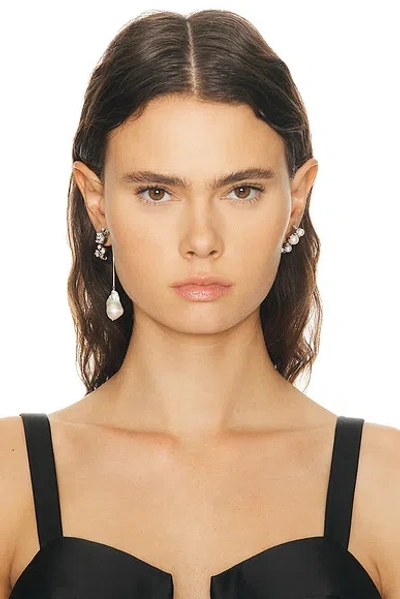 Givenchy Crystal Pearl Silvery Hoops Earrings In Metallic