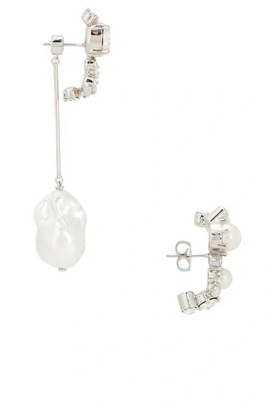 Givenchy Crystal Pearl Silvery Hoops Earrings In Metallic