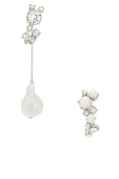 Givenchy Crystal Pearl Silvery Hoops Earrings In Metallic