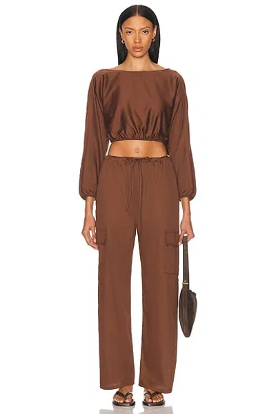 Leset Yoko Drawstring Pant In Brown