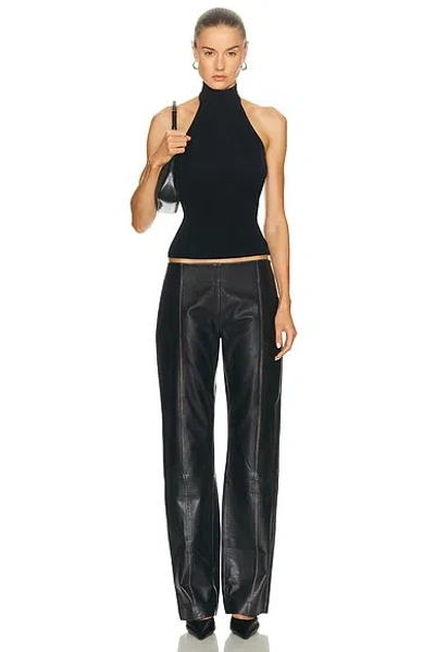 L'academie Claudette Halter Knit Top In Black