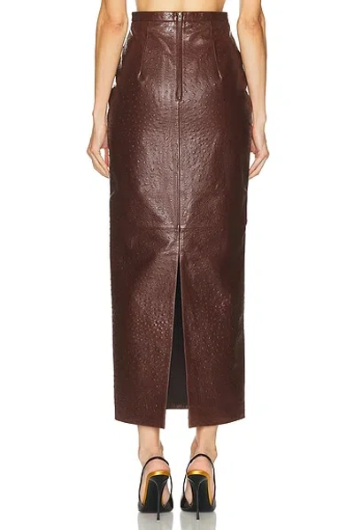 The New Arrivals By Ilkyaz Ozel Raja Leather Skirt In Brown