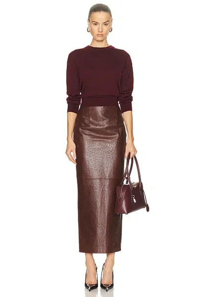 The New Arrivals By Ilkyaz Ozel Raja Leather Skirt In Brown