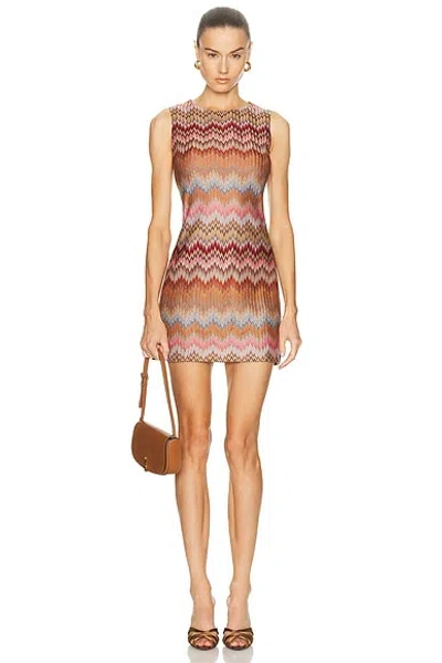 Missoni Sleeveless Viscose Chevron Mini Dress In Brown