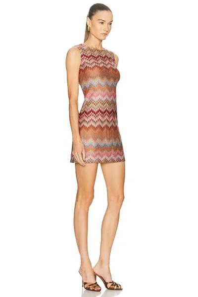 Missoni Sleeveless Viscose Chevron Mini Dress In Brown